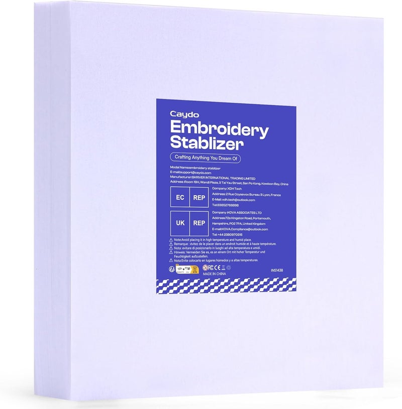 Caydo 100 Sheets 8"x8" Embroidery Stablizer, Tear Away Stablizer Precut Embroidery Stablizer for Machine Embroidery, Fits 4"x4" and 6"x6" Embroidery Hoops - Image 1